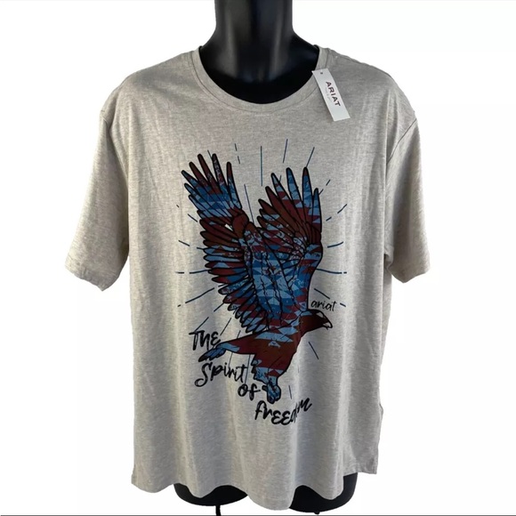 New Womens Ariat The Spirit Of Freedom Graphic T-Shirt Sz L Relaxed NWT - Picture 1 of 9